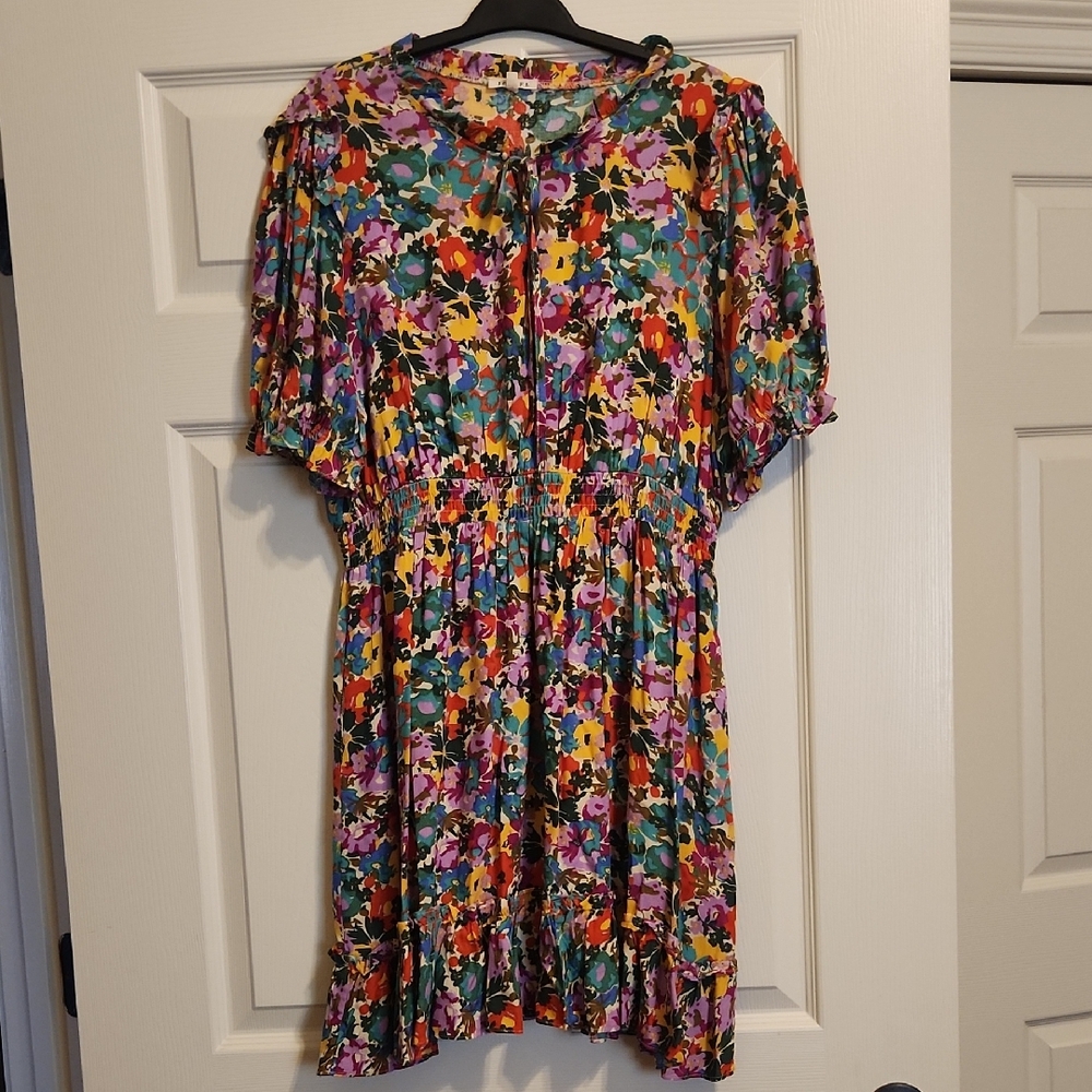 JODIFL Colorful Floral Mini Dress, Large